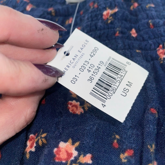 NWT Women's American Eagle Size Medium Blue Floral Tiered Mini Skirt - Picture 6 of 9